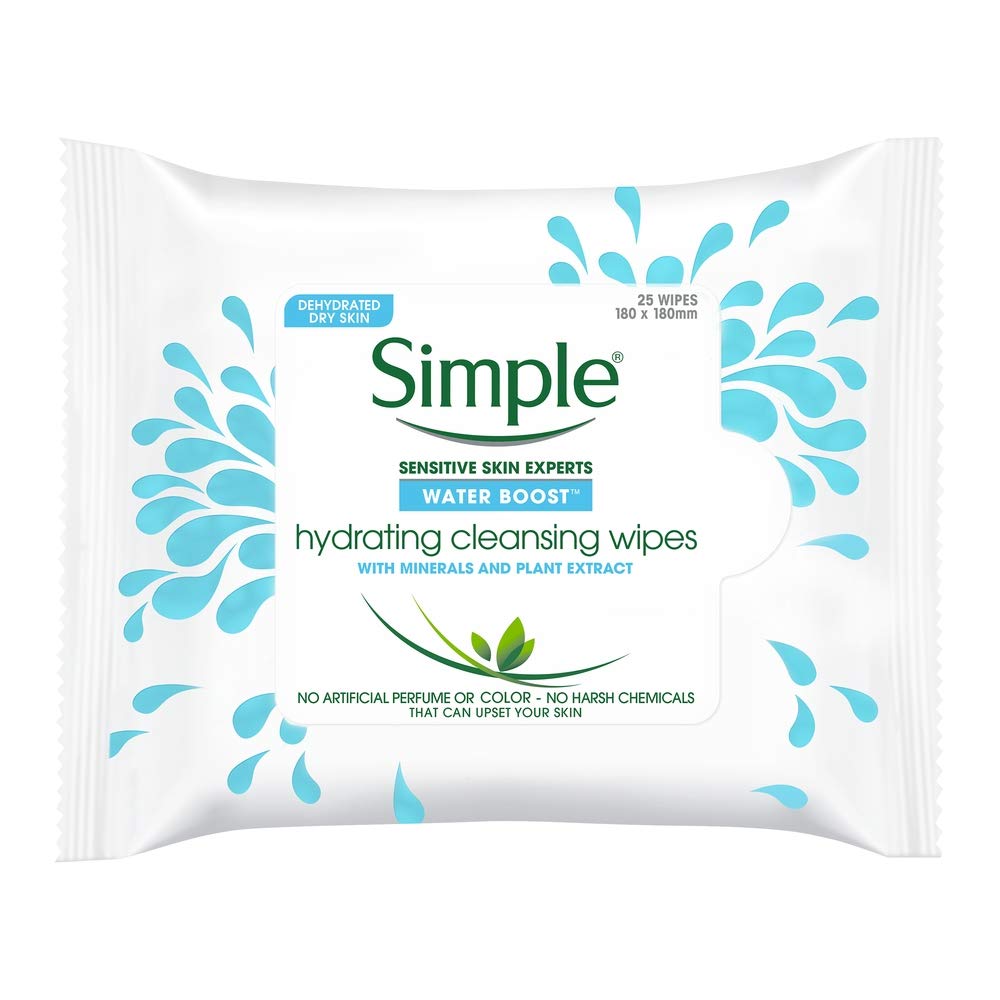 Simple Water Boost Hydrating Cleansing Wipes - 25 Wipes